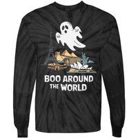 Boo Around The World Halloween Travel Enthusiast Design Tie-Dye Long Sleeve Shirt