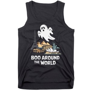 Boo Around The World Halloween Travel Enthusiast Design Tank Top