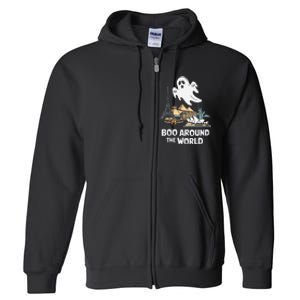 Boo Around The World Halloween Travel Enthusiast Design Full Zip Hoodie