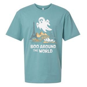 Boo Around The World Halloween Travel Enthusiast Design Sueded Cloud Jersey T-Shirt