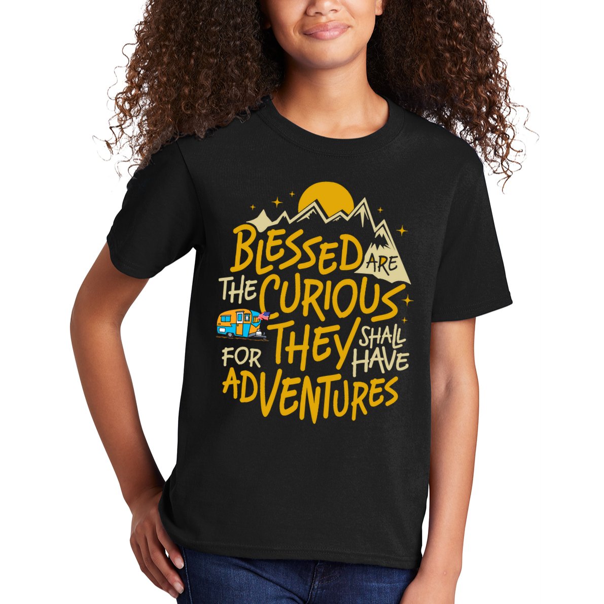 Blessed Are The Curious For They Shall Have Adventures Kids T-Shirt