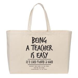 Being A Teacher Is Easy Cotton Canvas Jumbo Tote