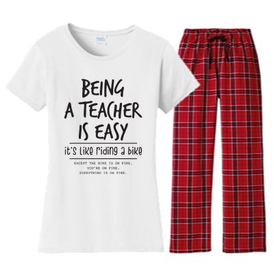 Being A Teacher Is Easy Women's Flannel Pajama Set