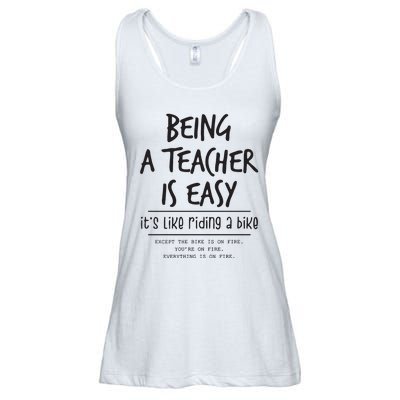 Being A Teacher Is Easy Ladies Essential Flowy Tank