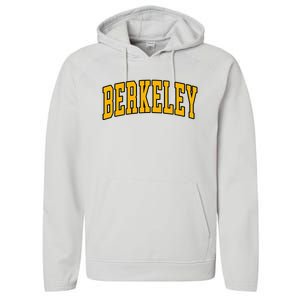 Berkeley Arched Text Yellow Berkeley Performance Fleece Hoodie