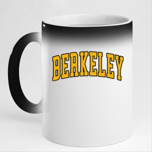 Berkeley Arched Text Yellow Berkeley 11oz Black Color Changing Mug