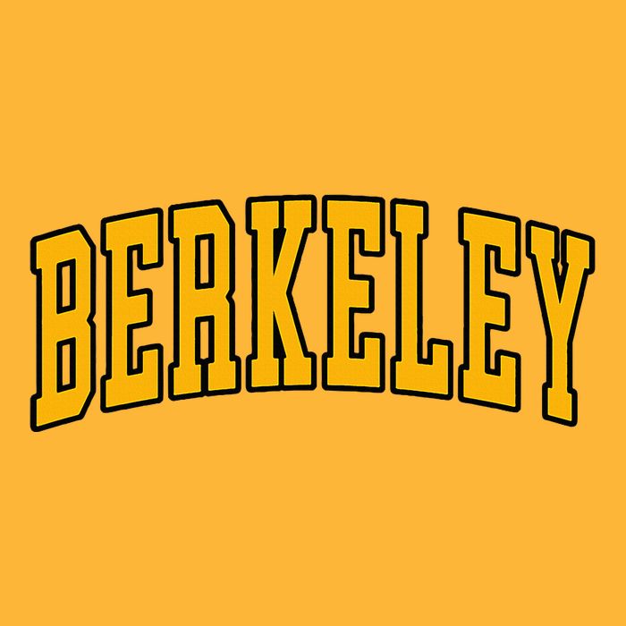 Berkeley Arched Text Yellow Berkeley Pom Pom 12in Knit Beanie