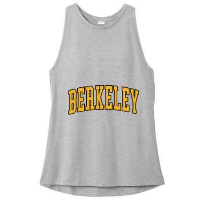 Berkeley Arched Text Yellow Berkeley Ladies PosiCharge Tri-Blend Wicking Tank