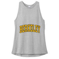 Berkeley Arched Text Yellow Berkeley Ladies PosiCharge Tri-Blend Wicking Tank