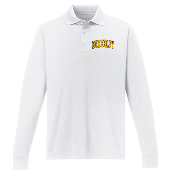 Berkeley Arched Text Yellow Berkeley Performance Long Sleeve Polo