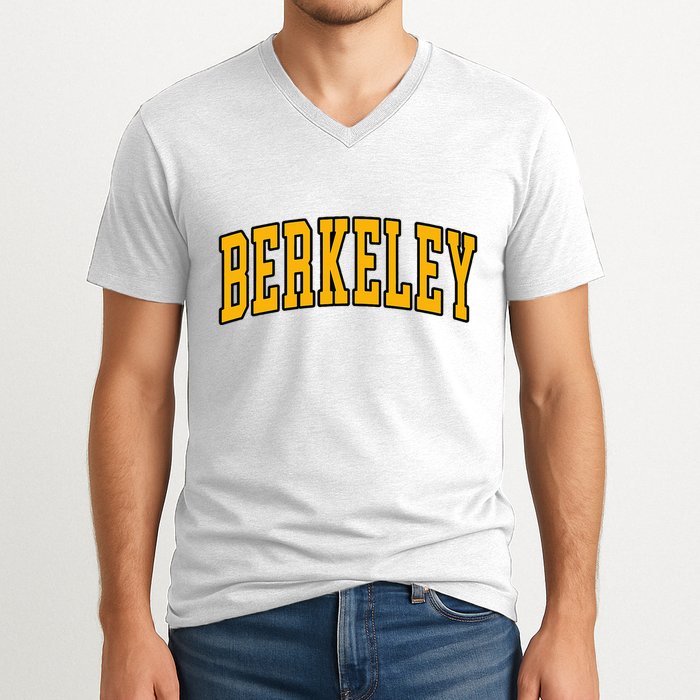 Berkeley Arched Text Yellow Berkeley V-Neck T-Shirt