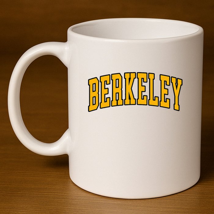 Berkeley Arched Text Yellow Berkeley 11oz C Handle Ceramic Mug