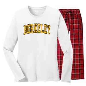 Berkeley Arched Text Yellow Berkeley Women's Long Sleeve Flannel Pajama Set 