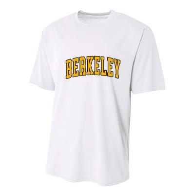 Berkeley Arched Text Yellow Berkeley Youth Performance Sprint T-Shirt