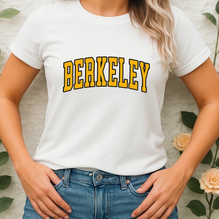 Berkeley Arched Text Yellow Berkeley Womens T-Shirt