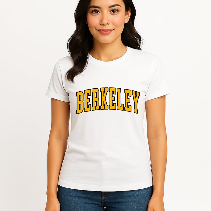 Berkeley Arched Text Yellow Berkeley Womens T-Shirt
