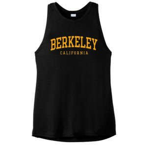 Berkeley Arched Text Yellow Ladies PosiCharge Tri-Blend Wicking Tank