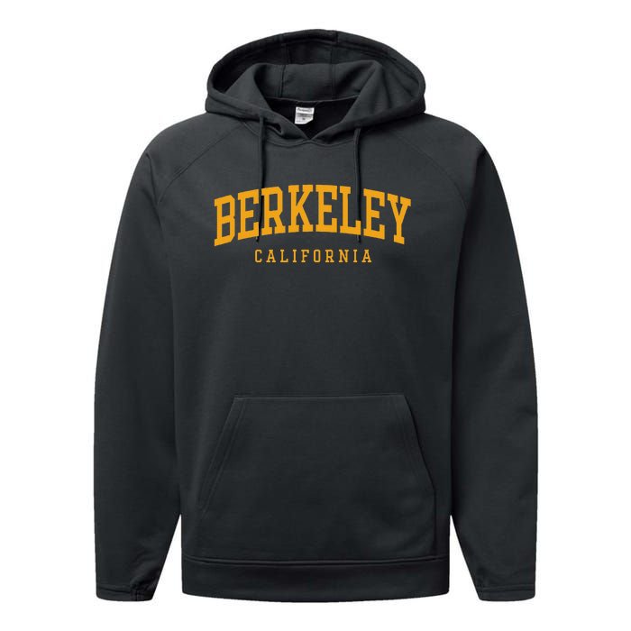 Berkeley Arched Text Yellow Performance Fleece Hoodie