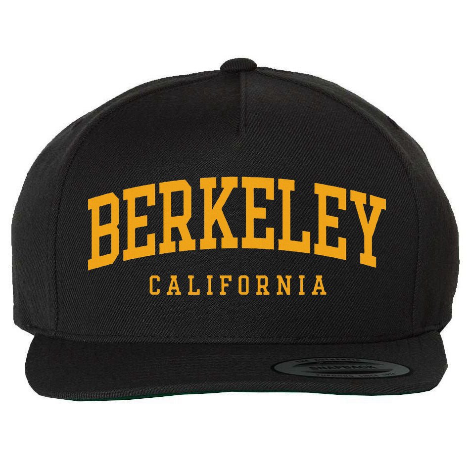 Berkeley Arched Text Yellow Wool Snapback Cap