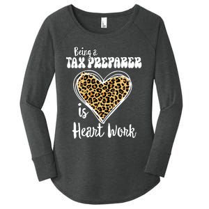 Being A Tax Preparer Is Heart Work Love Leopard Vday Vneck Women's Perfect Tri Tunic Long Sleeve Shirt