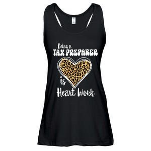 Being A Tax Preparer Is Heart Work Love Leopard Vday Vneck Ladies Essential Flowy Tank