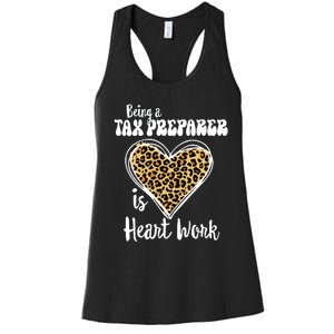 Being A Tax Preparer Is Heart Work Love Leopard Vday Vneck Women's Racerback Tank