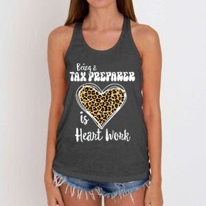 Being A Tax Preparer Is Heart Work Love Leopard Vday Vneck Women's Knotted Racerback Tank