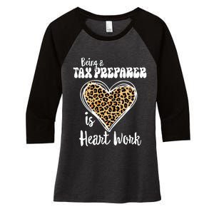 Being A Tax Preparer Is Heart Work Love Leopard Vday Vneck Women's Tri-Blend 3/4-Sleeve Raglan Shirt