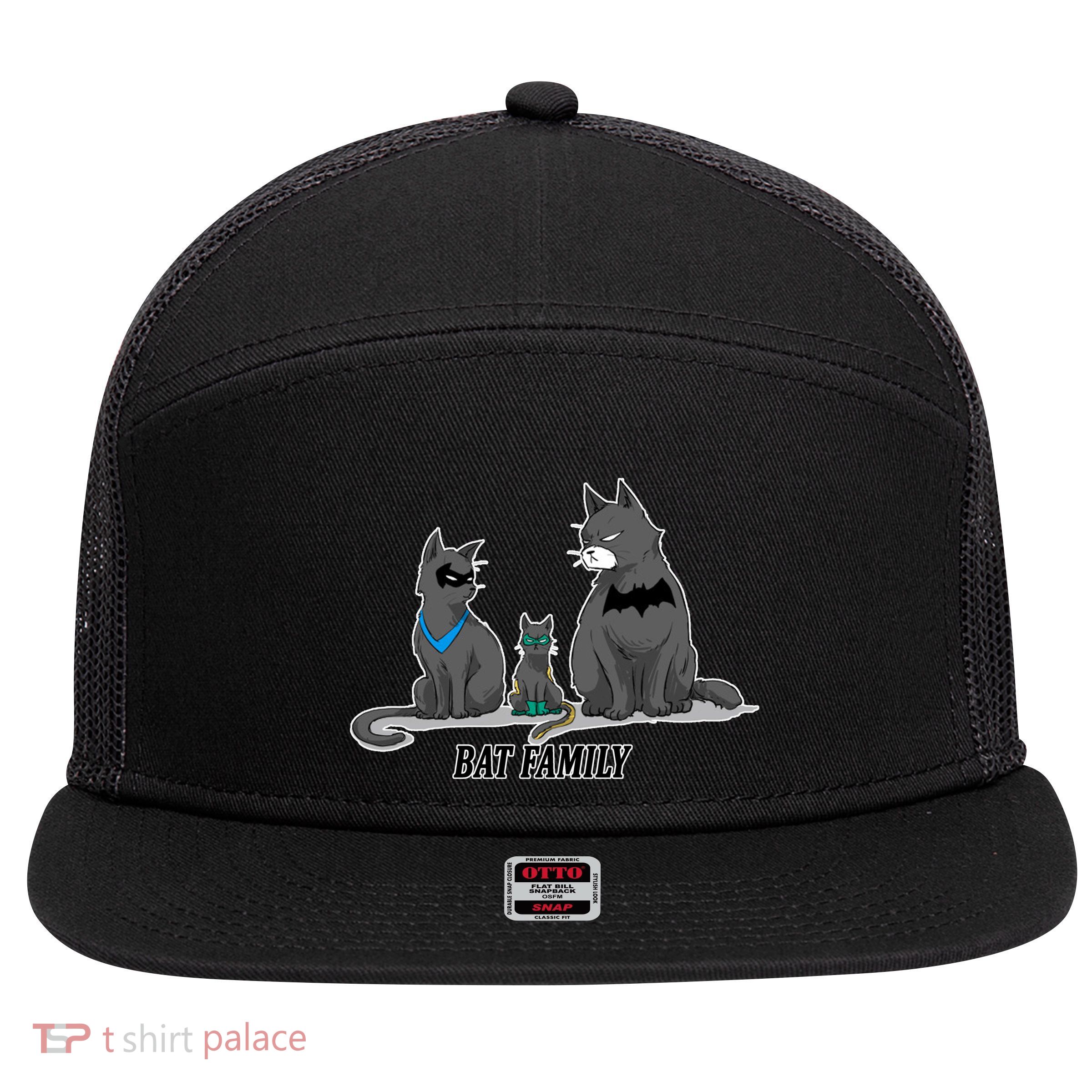 Batfamily Bat Cat Family Cartoon Spoof 7 Panel Mesh Trucker Snapback Hat