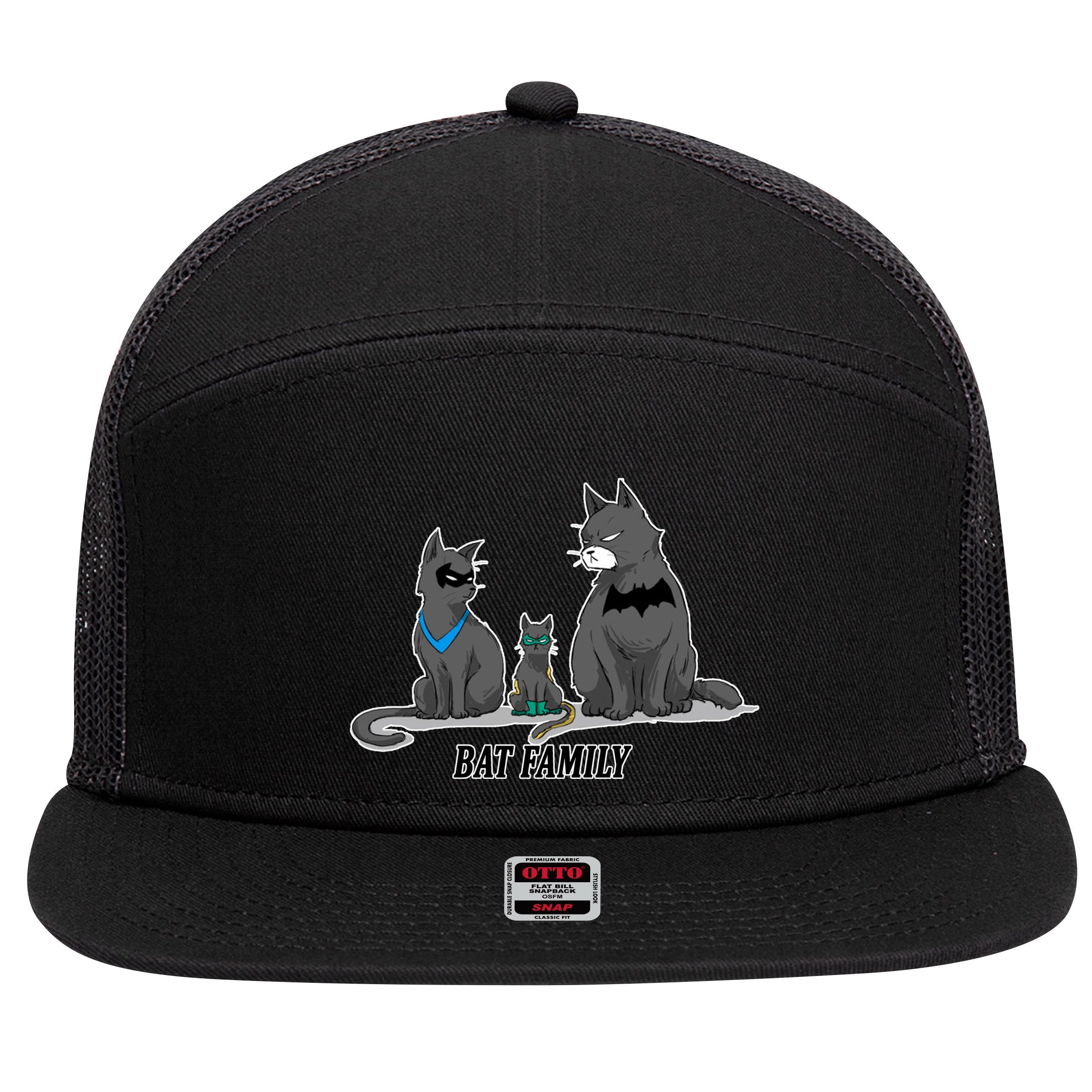 Batfamily Bat Cat Family Cartoon Spoof 7 Panel Mesh Trucker Snapback Hat