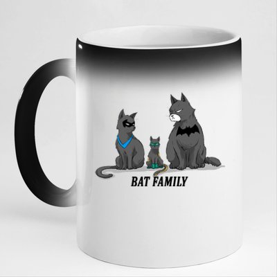 Batfamily Bat Cat Family Cartoon Spoof 11oz Black Color Changing Mug