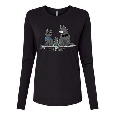 Batfamily Bat Cat Family Cartoon Spoof Womens Cotton Relaxed Long Sleeve T-Shirt