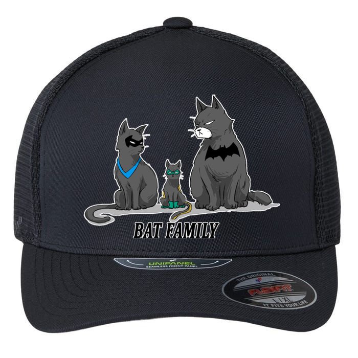 Batfamily Bat Cat Family Cartoon Spoof Flexfit Unipanel Trucker Cap