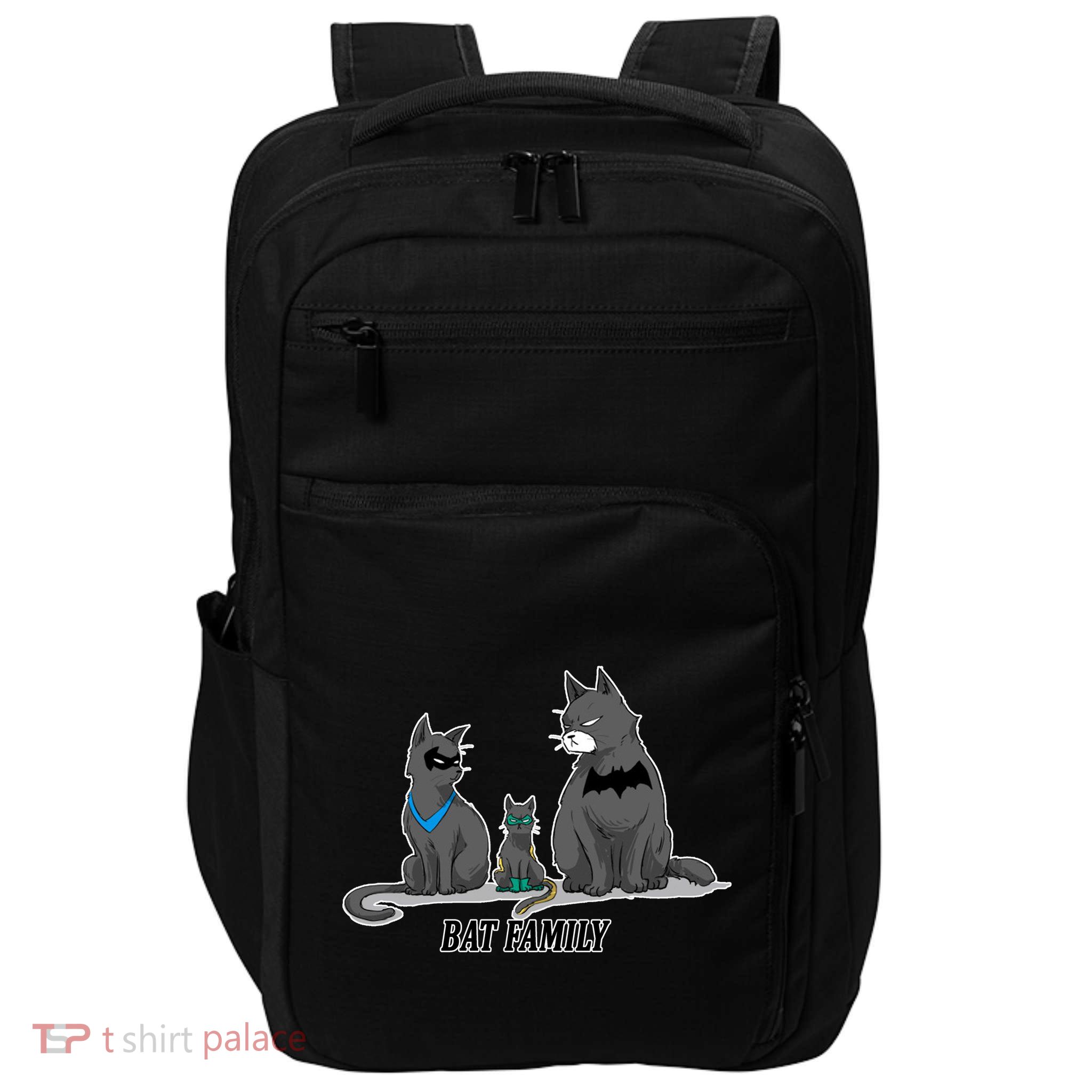 Batfamily Bat Cat Family Cartoon Spoof Impact Tech Backpack