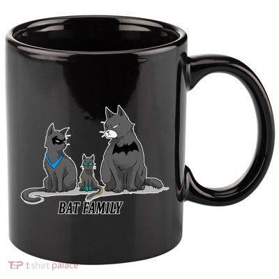Batfamily Bat Cat Family Cartoon Spoof 11oz C Handle Ceramic Mug
