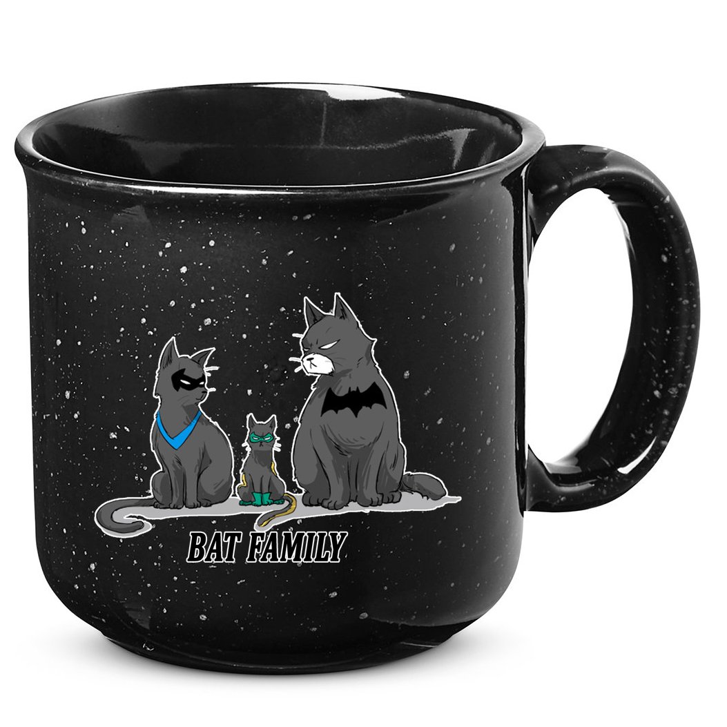 Batfamily Bat Cat Family Cartoon Spoof 15oz Campfire Ceramic Mug