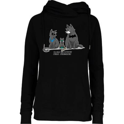 Batfamily Bat Cat Family Cartoon Spoof Womens Funnel Neck Pullover Hood