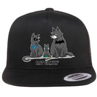 Batfamily Bat Cat Family Cartoon Spoof Flat Bill Trucker Hat