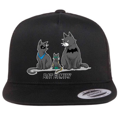 Batfamily Bat Cat Family Cartoon Spoof Flat Bill Trucker Hat