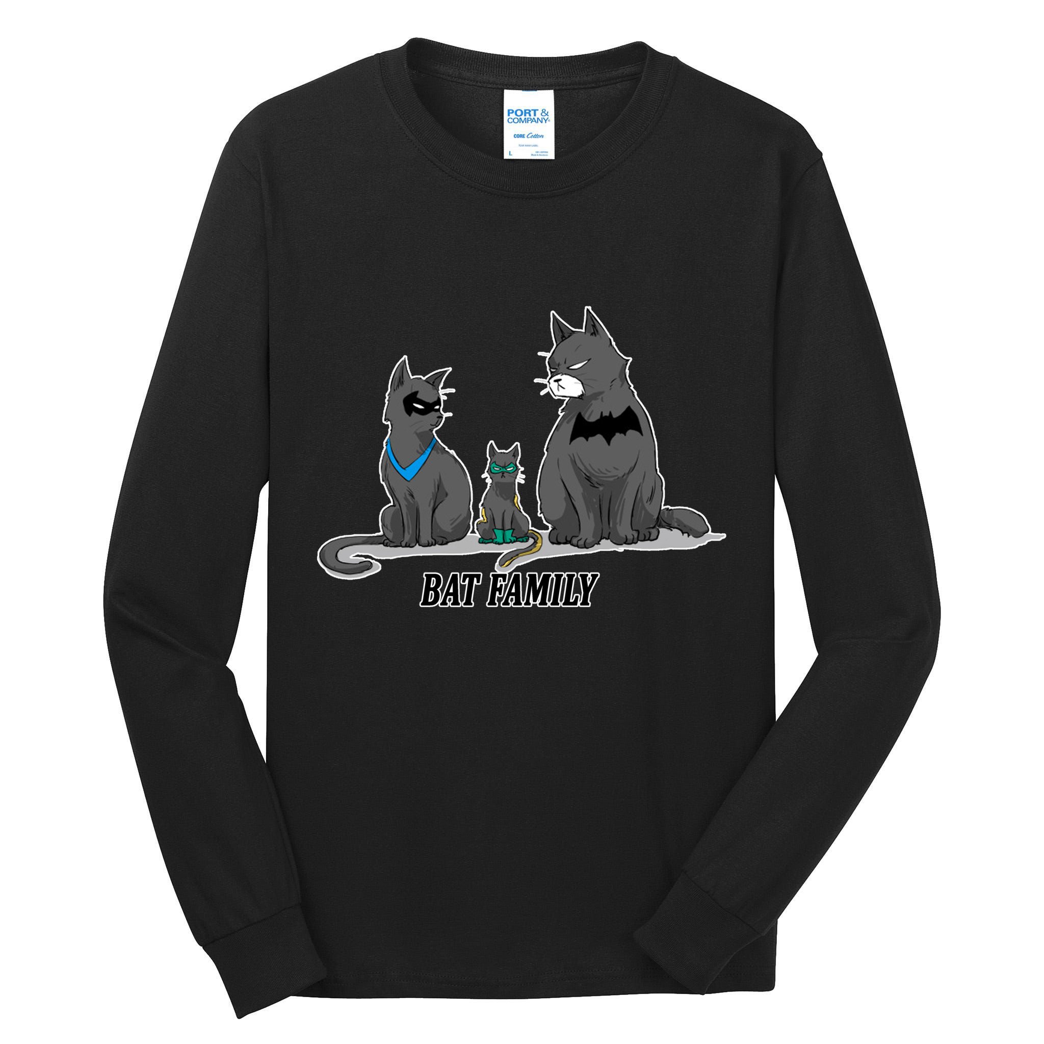 Batfamily Bat Cat Family Cartoon Spoof Tall Long Sleeve T-Shirt