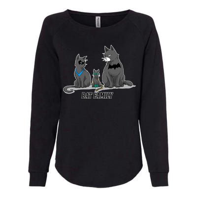 Batfamily Bat Cat Family Cartoon Spoof Womens California Wash Sweatshirt