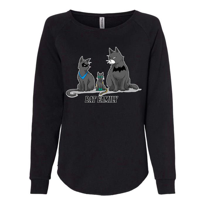 Batfamily Bat Cat Family Cartoon Spoof Womens California Wash Sweatshirt