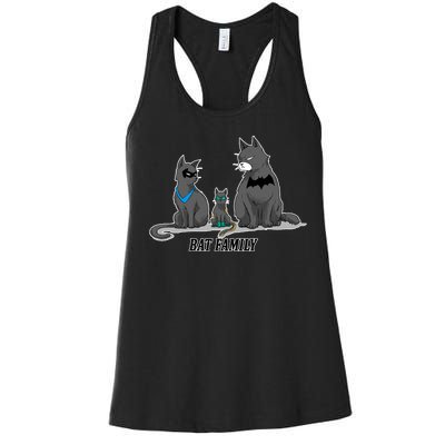 Batfamily Bat Cat Family Cartoon Spoof Women's Racerback Tank