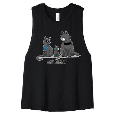 Batfamily Bat Cat Family Cartoon Spoof Women's Racerback Cropped Tank