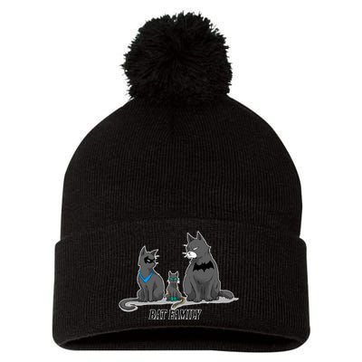 Batfamily Bat Cat Family Cartoon Spoof Pom Pom 12in Knit Beanie