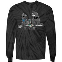 Batfamily Bat Cat Family Cartoon Spoof Tie-Dye Long Sleeve Shirt