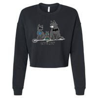 Batfamily Bat Cat Family Cartoon Spoof Cropped Pullover Crew