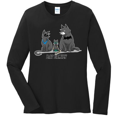 Batfamily Bat Cat Family Cartoon Spoof Ladies Long Sleeve Shirt