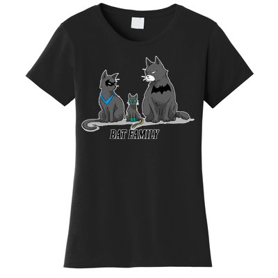 Batfamily Bat Cat Family Cartoon Spoof Women's T-Shirt