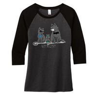 Batfamily Bat Cat Family Cartoon Spoof Women's Tri-Blend 3/4-Sleeve Raglan Shirt